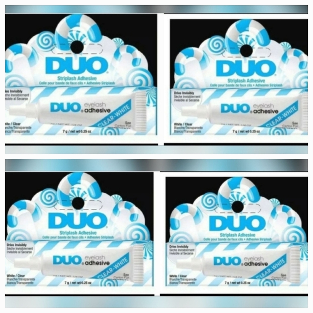 :* 4 New 0.25 oz Duo eyelash adhesive   striplash  White Clear  dries  invisibly